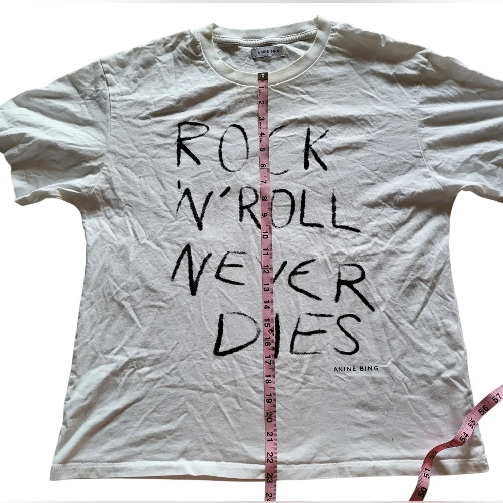Anine Bing White T Shirt Womens 100% Cotton White Rock N Roll Size L Punk - Picture 6 of 8